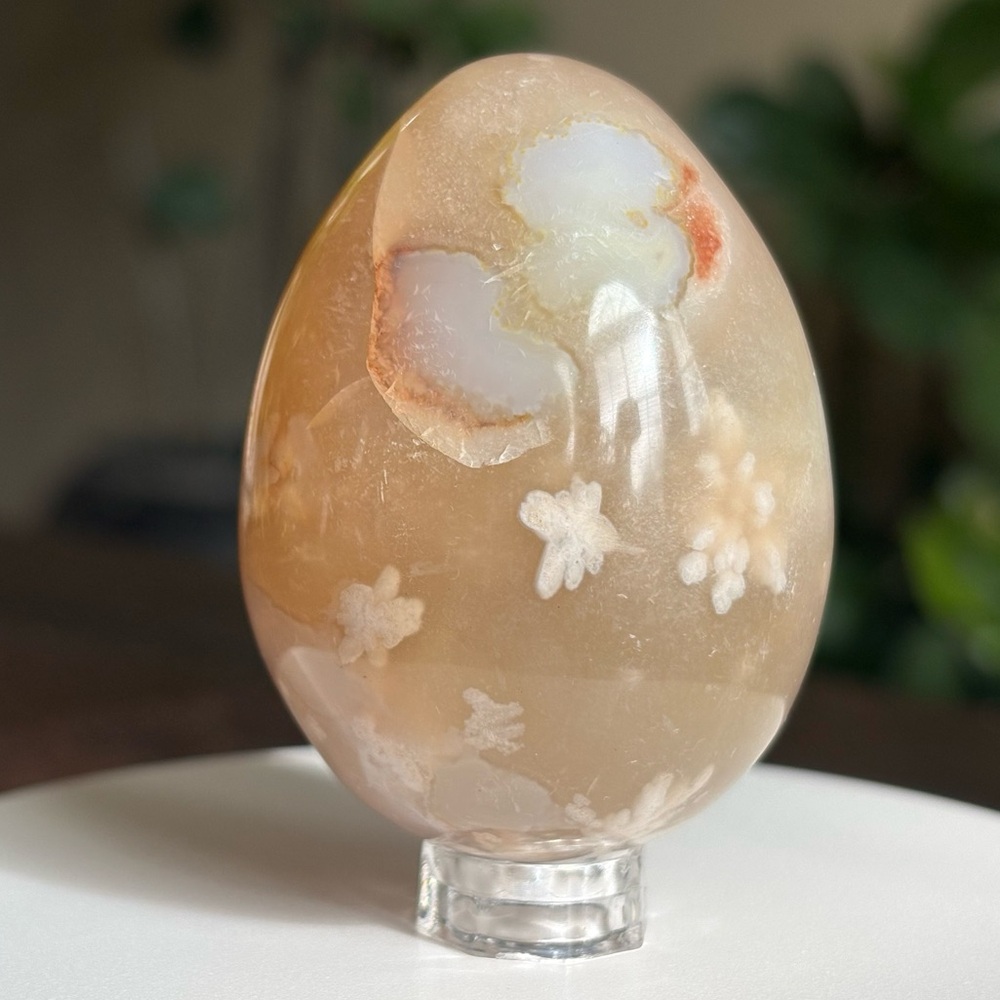 Flower Agate Crystal Egg Carving - Polished - Picture 7 of 17